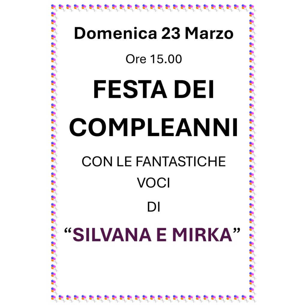 Locandina della festa dei compleanni